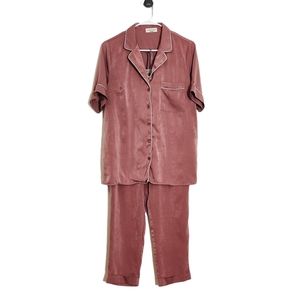 Hoity Toity Pink Pajama Set Button Up Shirt Pants